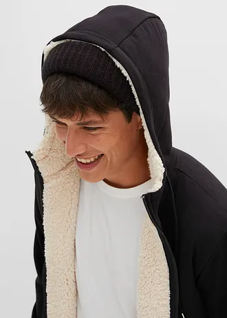 Sweat zippé doublé sherpa • noir • Boutique bonprix