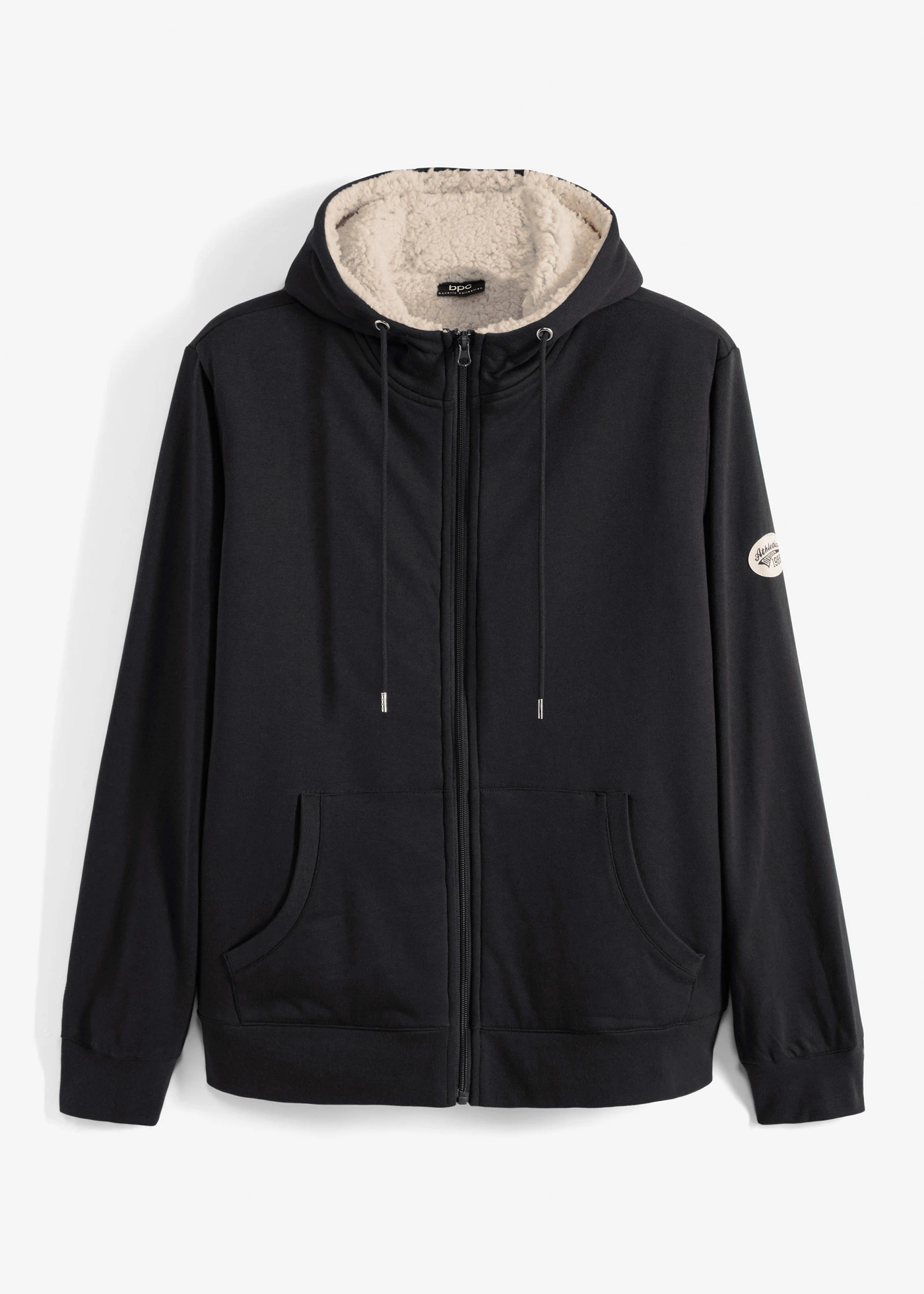 Sweat zippé doublé sherpa • noir • Boutique bonprix