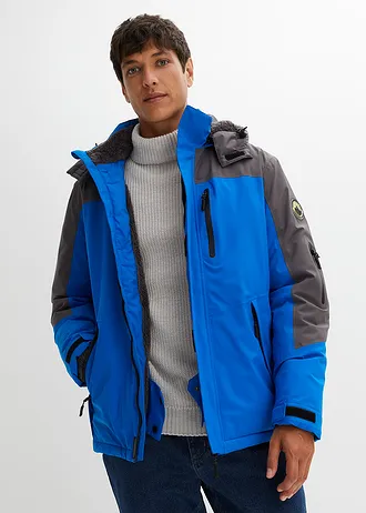 Waterdichte ski-jas met een zachte fleece voering, Kleur: azuurblauw-leisteengrijs