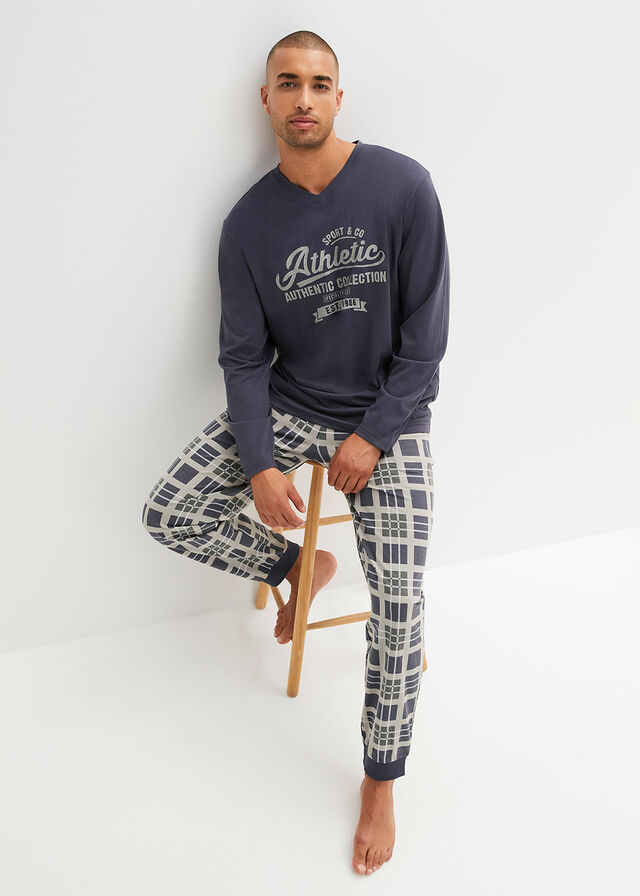 Piżama z długimi rękawami z czystej bawełny organicznej - Bonprix
