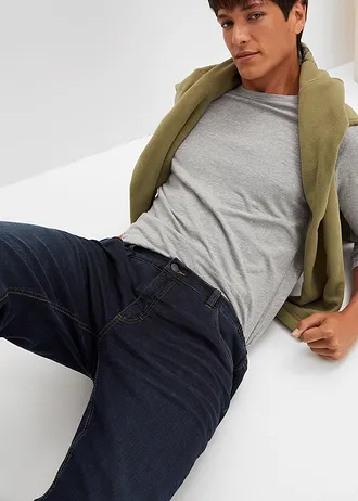 Strečové termo džíny Straight s pohodlným pasem, Relaxed Fit • tmavý denim-béžová • bonprix obchod
