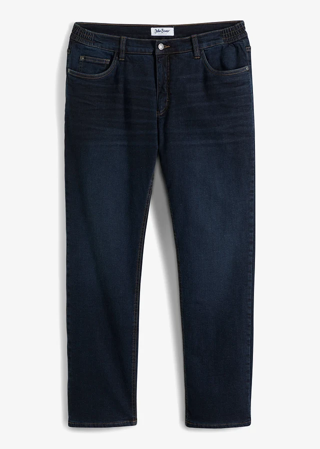 Strečové termo džíny Straight s pohodlným pasem, Relaxed Fit, barva: tmavý denim-béžová