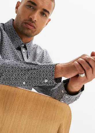 Business košile z čisté bavlny, dlouhý rukáv • bílá + černá • bonprix obchod