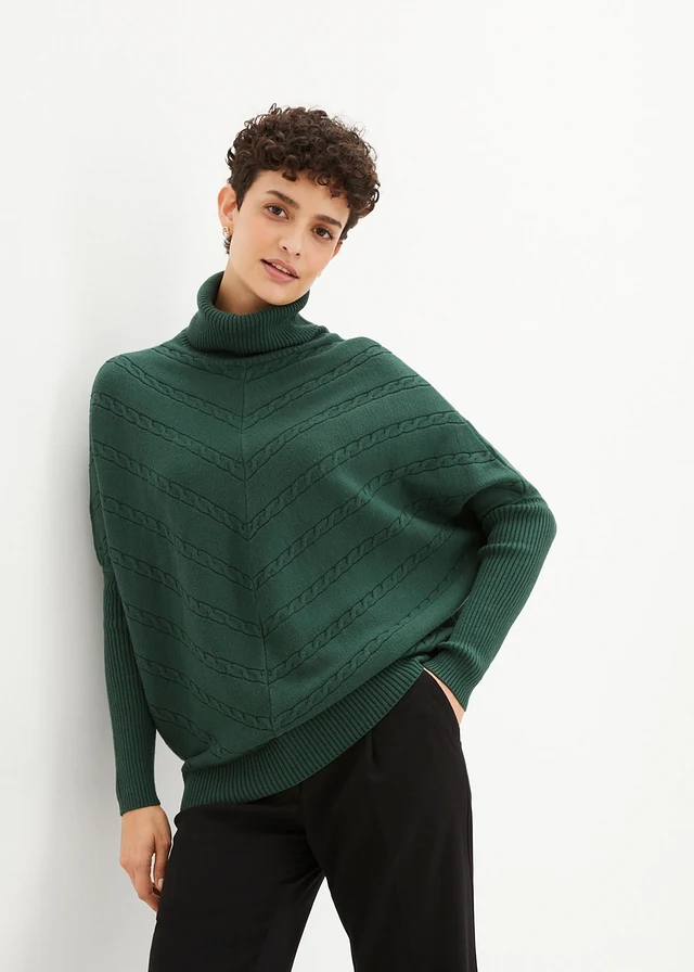 Pull col roulé, Couleur: vert foncé
