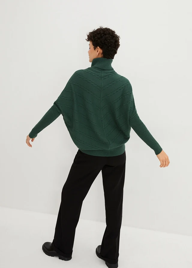 Pull col roulé, Couleur: vert foncé