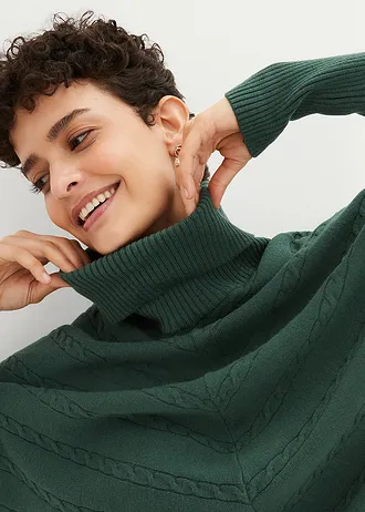 Sweter z golfem • ciemnozielony • sklep bonprix