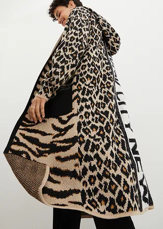 Manteau en maille avec sequins et capuche • léopard • Boutique bonprix