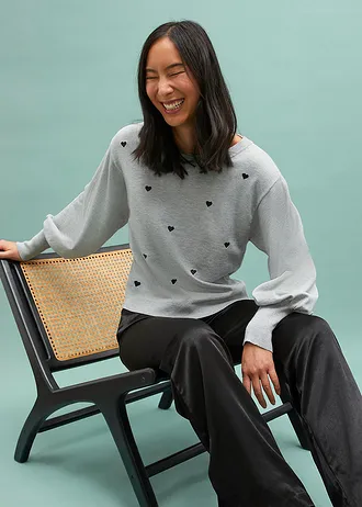 Pull en fine maille • gris chiné • Boutique bonprix