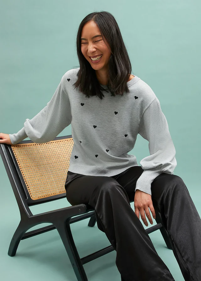 Pull en fine maille • gris chiné • product-page.page-title-suffix