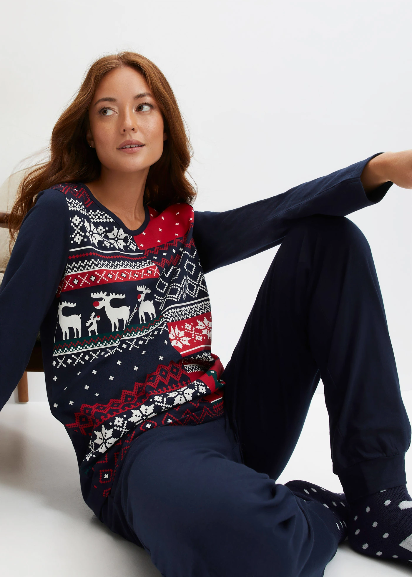 Pyjama van puur katoen • donkerblauw met print • bonprix online shop