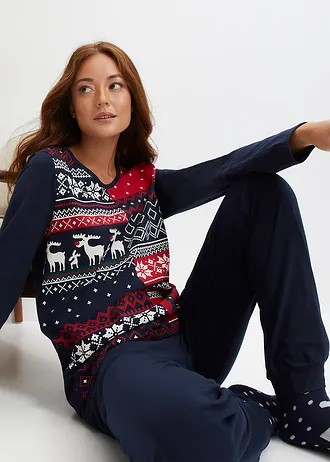 Pijama din bumbac 100% • bleumarin cu model • magazin bonprix