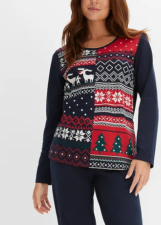 Pyjama van puur katoen • donkerblauw met print • bonprix online shop