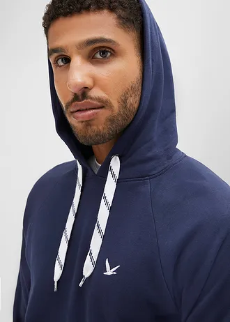 Kapucnis szabadidőfelső tiszta bio-pamutból • sötétkék • bonprix áruház