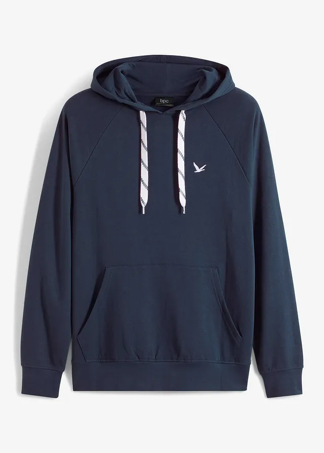 Bluza z kapturem, z czystej bawełny organicznej • ciemnoniebieski • sklep bonprix