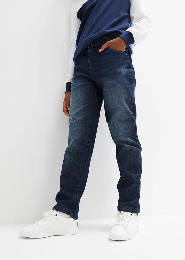 Jongens stretch jeans, loose fit, straight, Kleur: donkerblauw denim