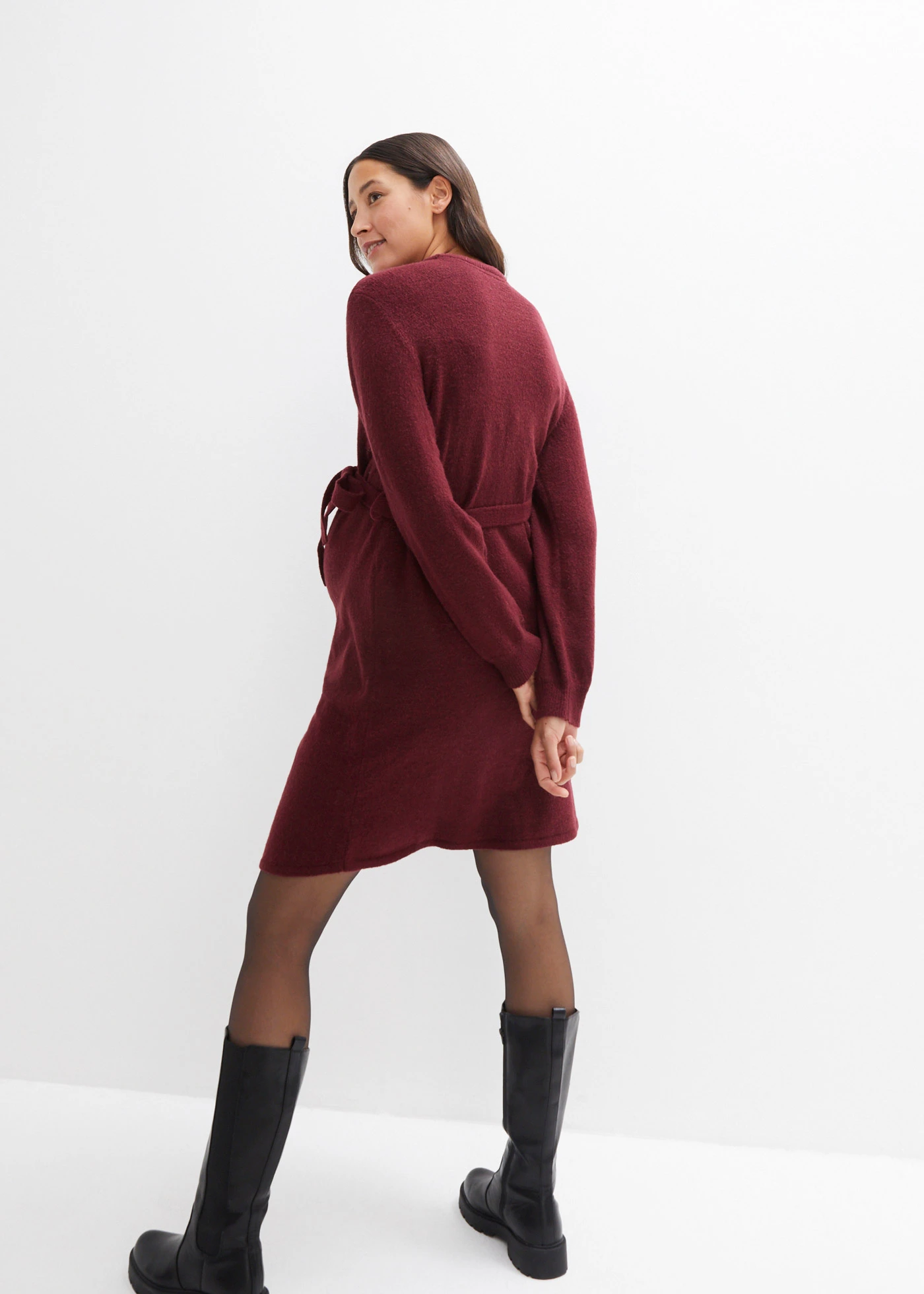 Těhotenské pletené šaty • javorově červený melír • bonprix obchod