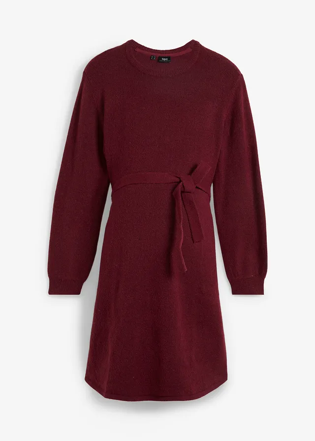 Robe en maille de grossesse, Couleur: rouge érable chiné