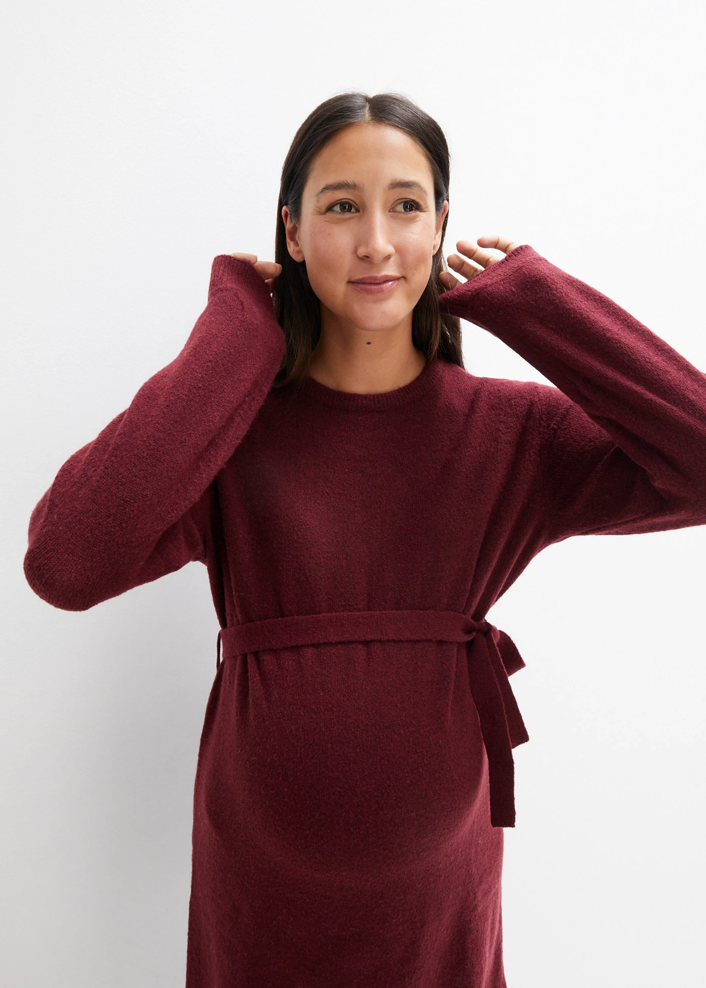 Těhotenské pletené šaty • javorově červený melír • bonprix obchod