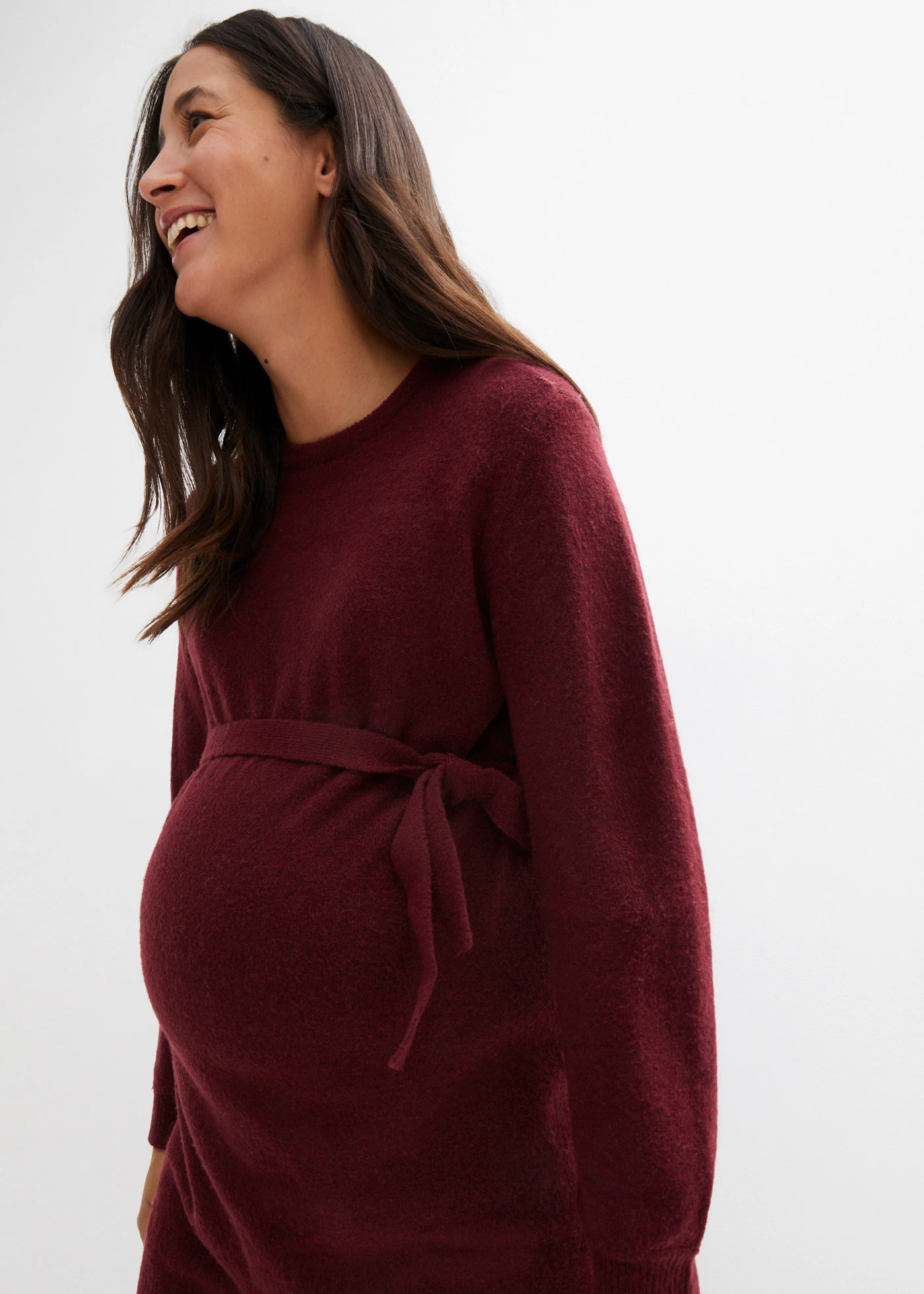 Těhotenské pletené šaty • javorově červený melír • bonprix obchod