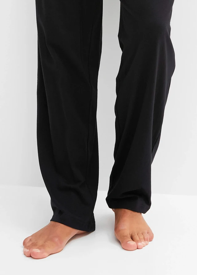 Pyjama van katoen met lange mouwen • donkerolijfgroen/zwart gestreept • product-page.page-title-suffix
