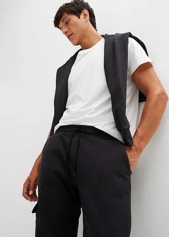 Thermo joggingbroek met cargozakken en teddy voering • zwart • bonprix online shop