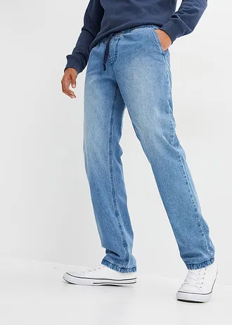 Termo džíny bez zapínání, s flanelovou podšívkou, Regular Fit, Straight • středně modrý denim/tmavě modrá • bonprix obchod