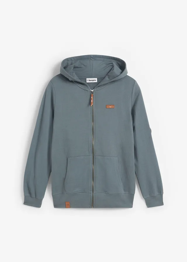 Sweat zippé à capuche, 100% coton