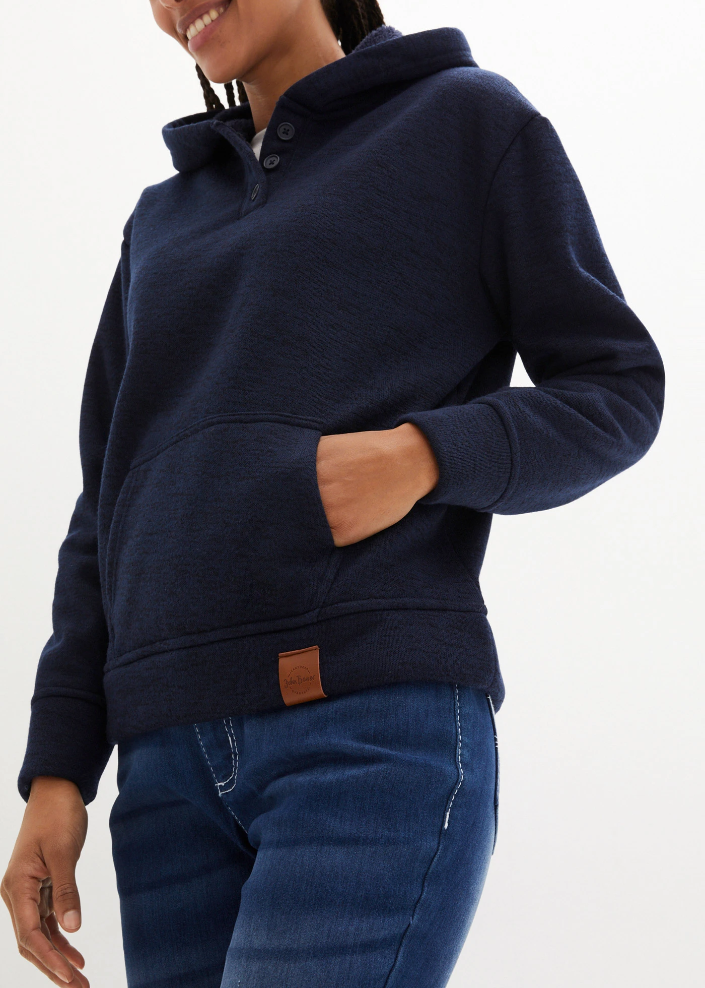 Miękka bluza z kapturem • ciemnoniebieski melanż • bonprix obchod