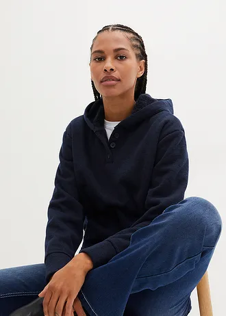 Miękka bluza z kapturem • ciemnoniebieski melanż • bonprix obchod