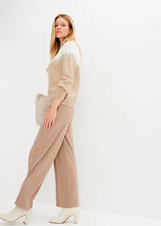 Ažurový svetr, barva: béžová metalická
