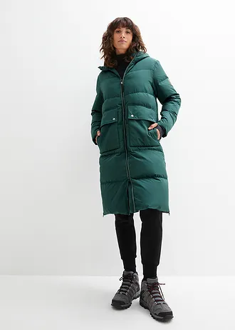 Lange donsjas met reflecterende details, Kleur: mat groen