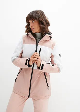 Outdoor ski-jas met capuchon, waterdicht, Kleur: vintage roze-wit
