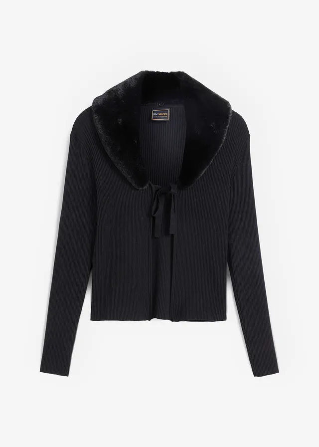 Pletený sveter s umelou kožušinkou