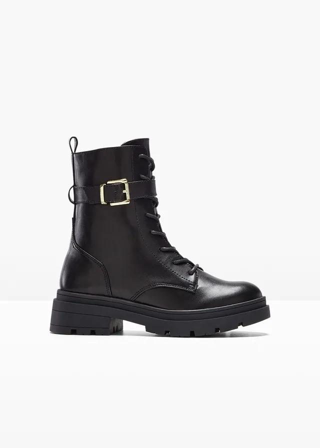 Boots lacées avec boucle, Couleur: noir