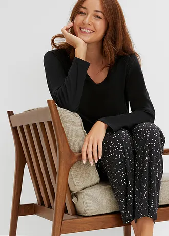 Pyjama met glanzende print (2-dlg.) • zwart gestippeld • bonprix online shop