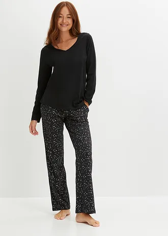 Pyjama avec imprimé scintillant • noir à pois • Boutique bonprix