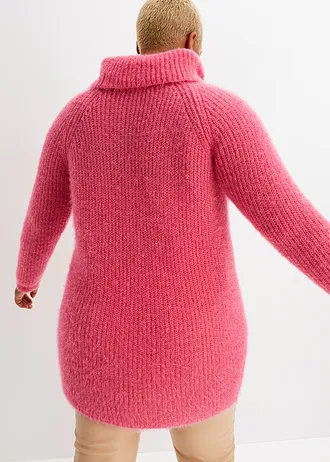 Pull col roulé oversize, Couleur: rose vif