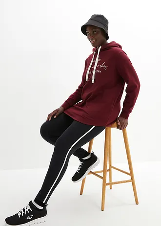 Sportovní souprava (2dílná): dlouhá mikina + legíny, barva: javorově červeno-černá s potiskem