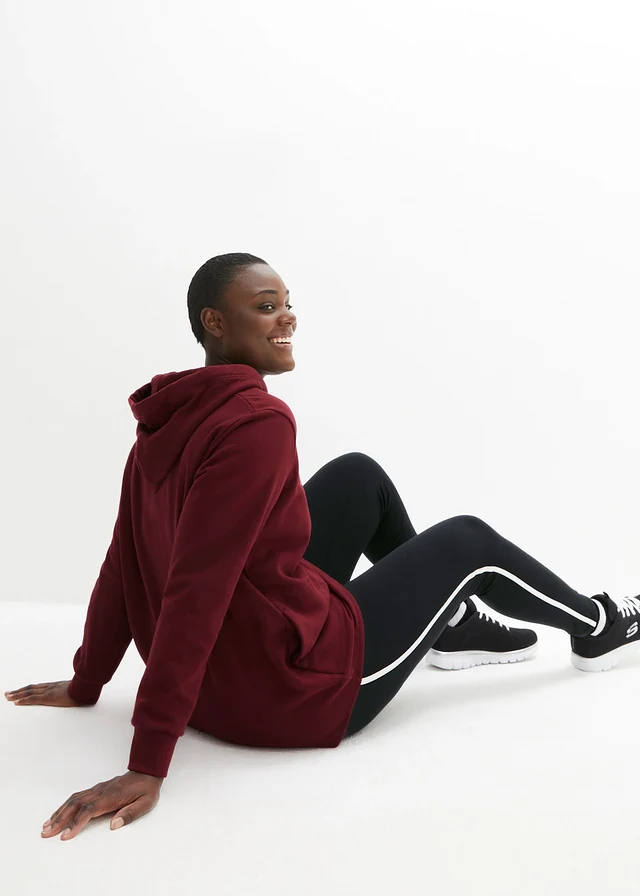 Ensemble de jogging avec sweat long et legging (2 pces), Couleur: rouge érable-noir imprimé