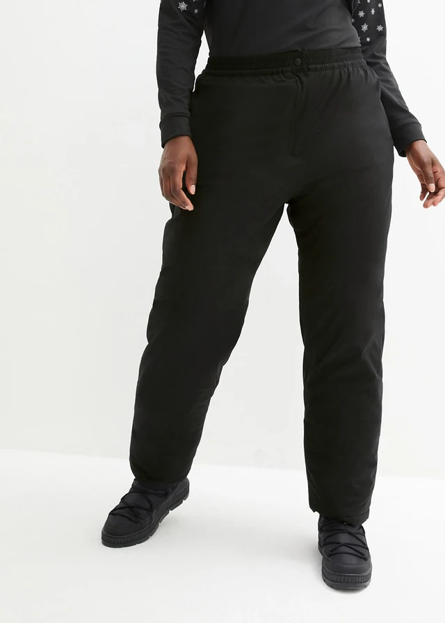 Pantalon chaud avec doublure polaire et taille élastiquée, imperméable, Couleur: noir
