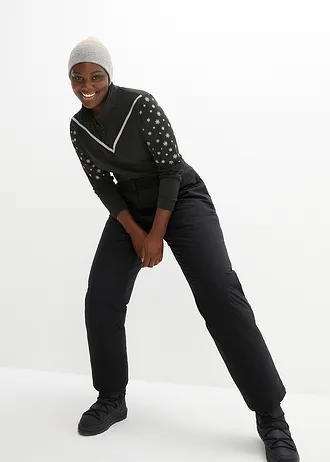 Termo kalhoty s flísovou podšívkou a pohodlným pasem, nepromokavé • černá plus size • bonprix obchod