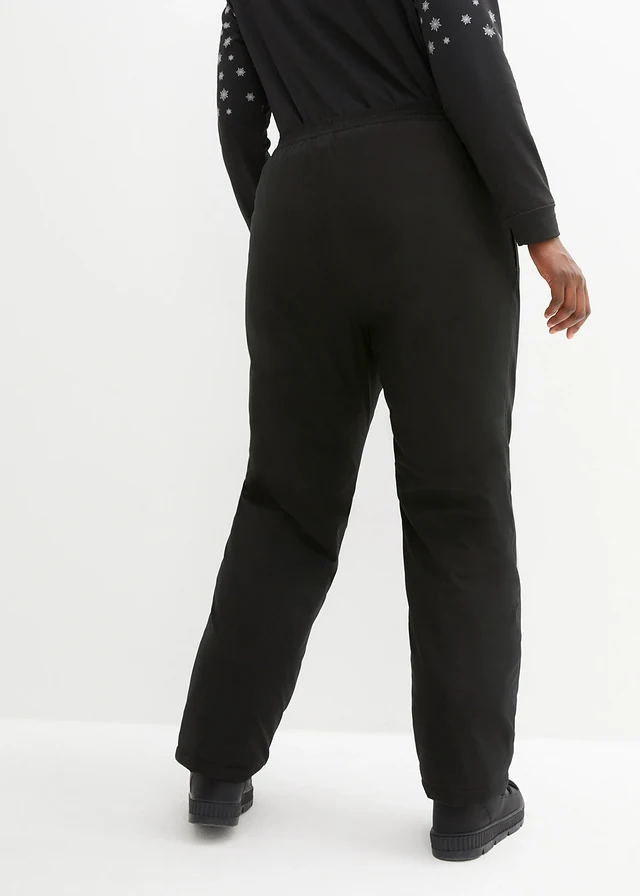 Pantalon chaud avec doublure polaire et taille élastiquée, imperméable, Couleur: noir