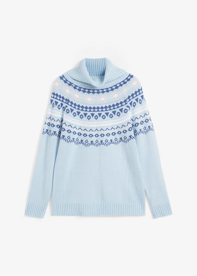 Pulover cu guler rulat și model norvegian