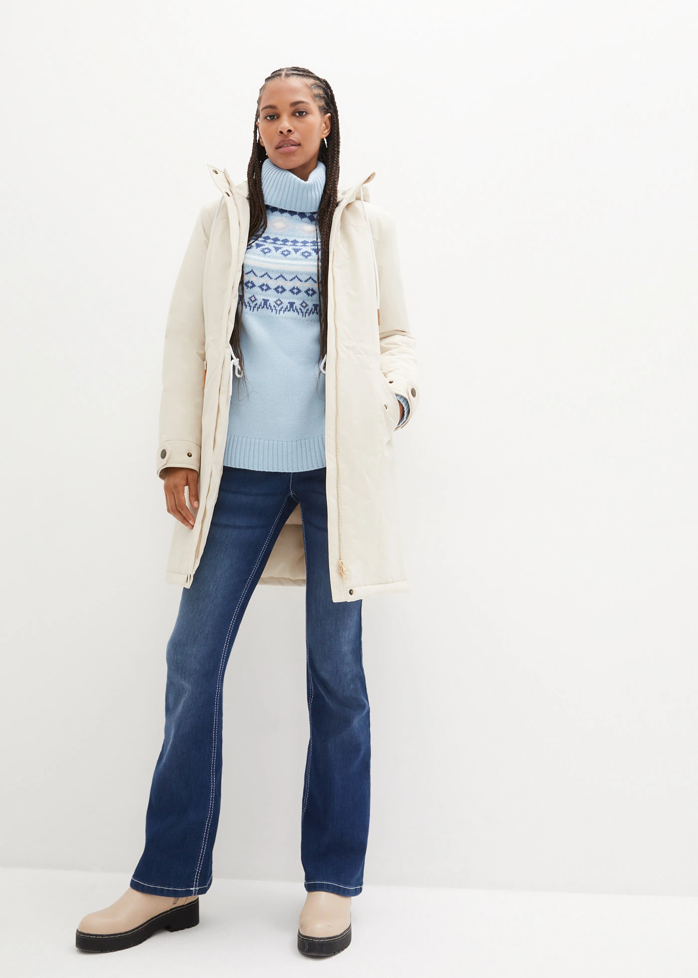 Pull col roulé norvégien • bleu brume motif norvégien • Boutique bonprix