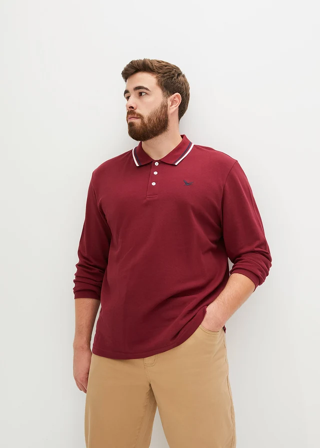 Lot de 2 polos 100% coton, Couleur: rouge érable + gris chiné