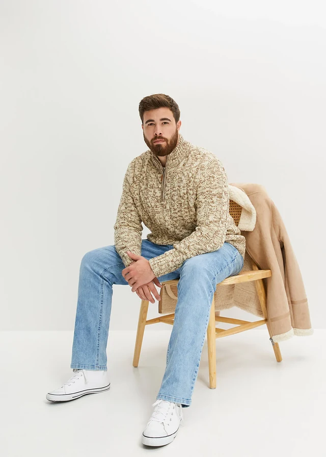 Jean regular, droit, Couleur: bleu moyen denim