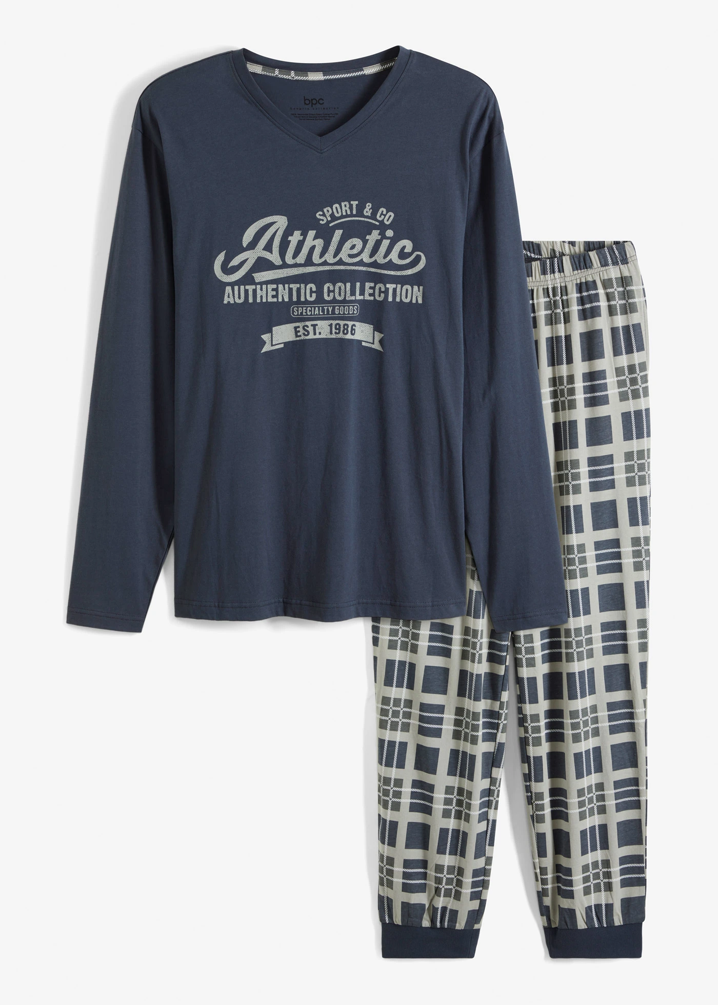 Pyjama (2-dlg.) • nachtblauw-grijs gedessineerd • bonprix online shop