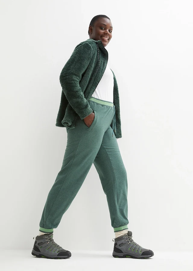 Sweatpants in een katoenmix (set van 2), Kleur: zwart+donkergroen mêlee