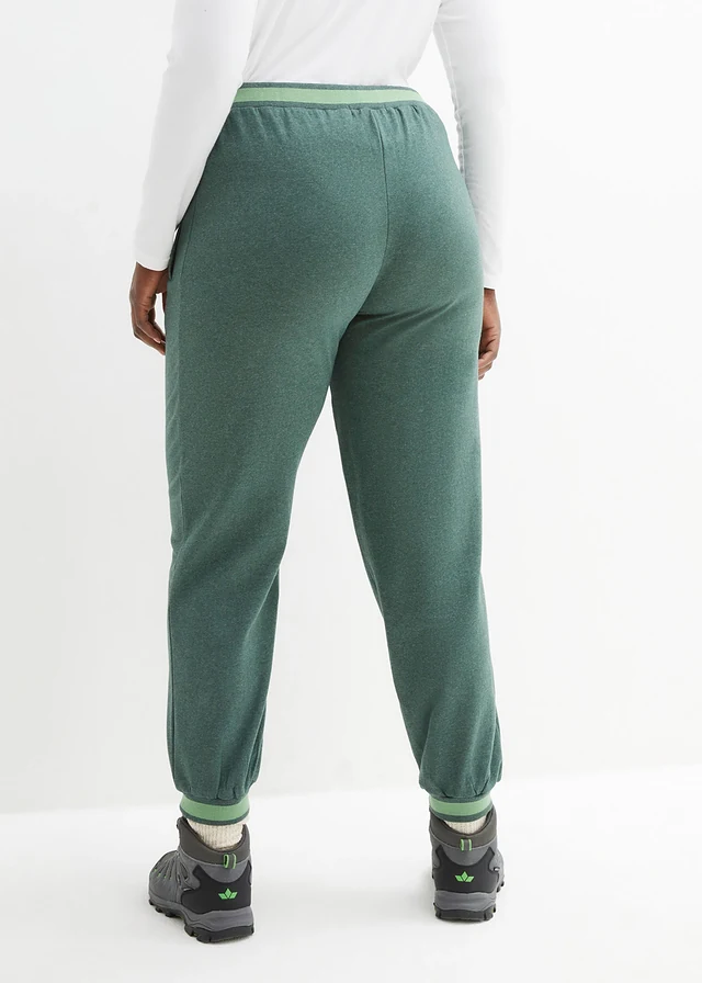 Sweatpants in een katoenmix (set van 2), Kleur: zwart+donkergroen mêlee