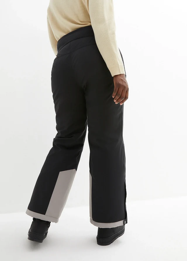 Pantalon de ski thermo fonctionnel coupe haute avec taille confortable, étanche, Straight, Couleur: noir